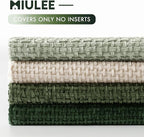 MIULEE Pack of 4 Couch Throw Pillow Covers 16x16 Inch Neutral Green Soft - Image 6