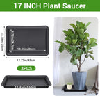 Greaner Black Plastic Plant Saucer, 17 Inch Trays for Plants, Flower Pot No Holes Plant Drip Trays, Heavy Duty Plastic Plant Saucers for Indoors Outdoors