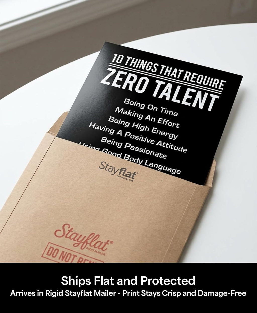 10 Things That Require Zero Talent Print, 8x10 Unframed Motivational Decor