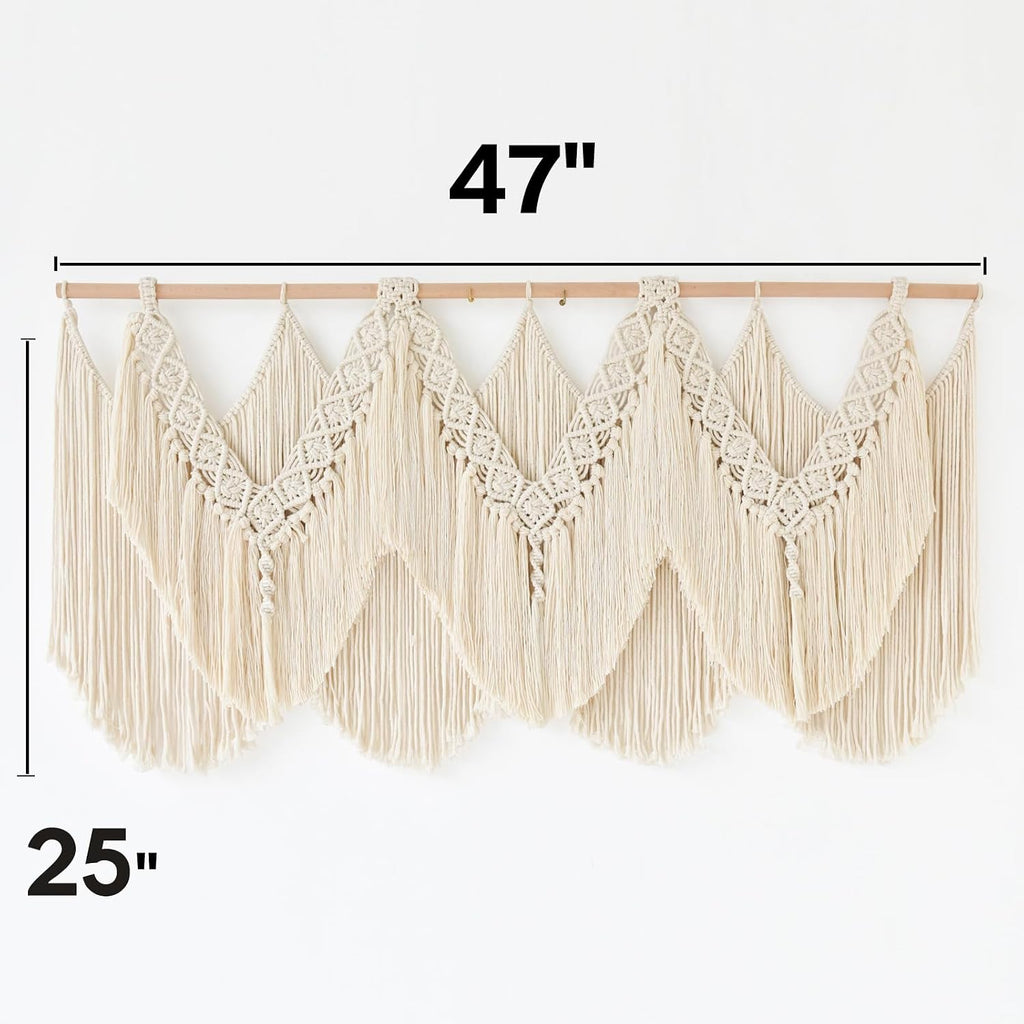 Macrame Wall Hanging Wedding Hanger Tassel Knotting Boho Decor 47"W*25"L