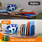 Desk File Organizer, Adjustable 5 Sections Upright Desktop File Sorter