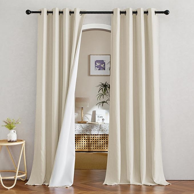 NICETOWN Natural Thick Linen Full Blackout Curtains by NICETOWN