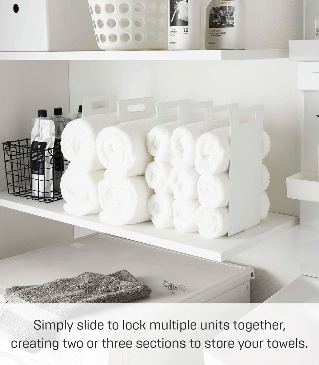 Yamazaki Home Tower Interlocking Towel Organizer - Bathroom Storage Shelf Rack - Steel
