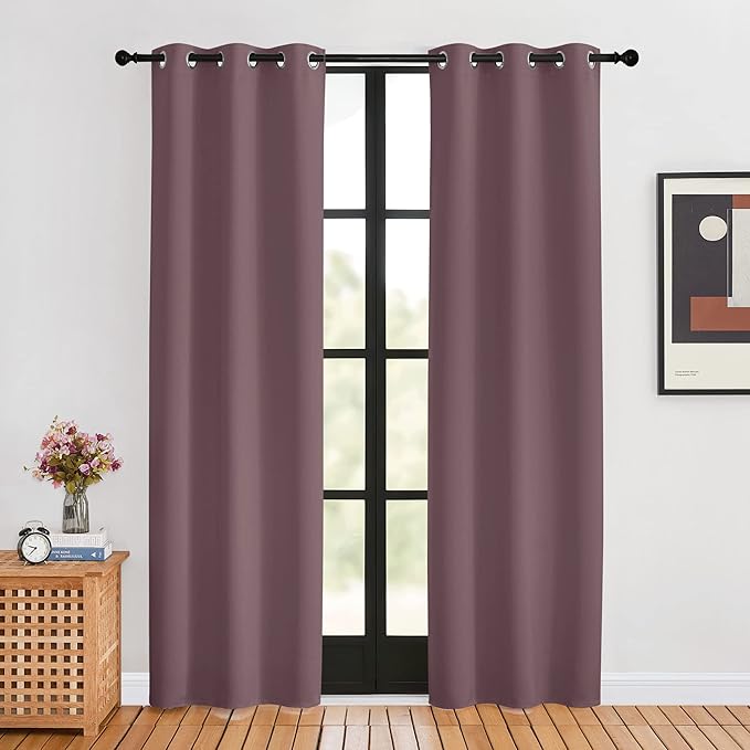 NICETOWN Blackout Curtains for Bedroom, Dry Rose, 34 W by 80 L, Thermal by NICETOWN
