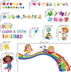 wondever Reading Corner Rainbow Wall Decals Quotes Handprint Wall Stickers