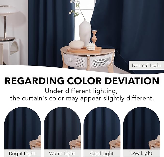 Deconovo Blackout Curtains, Thermal Insulated, W42 x L63 2 Panels, Back Tab - Image 6