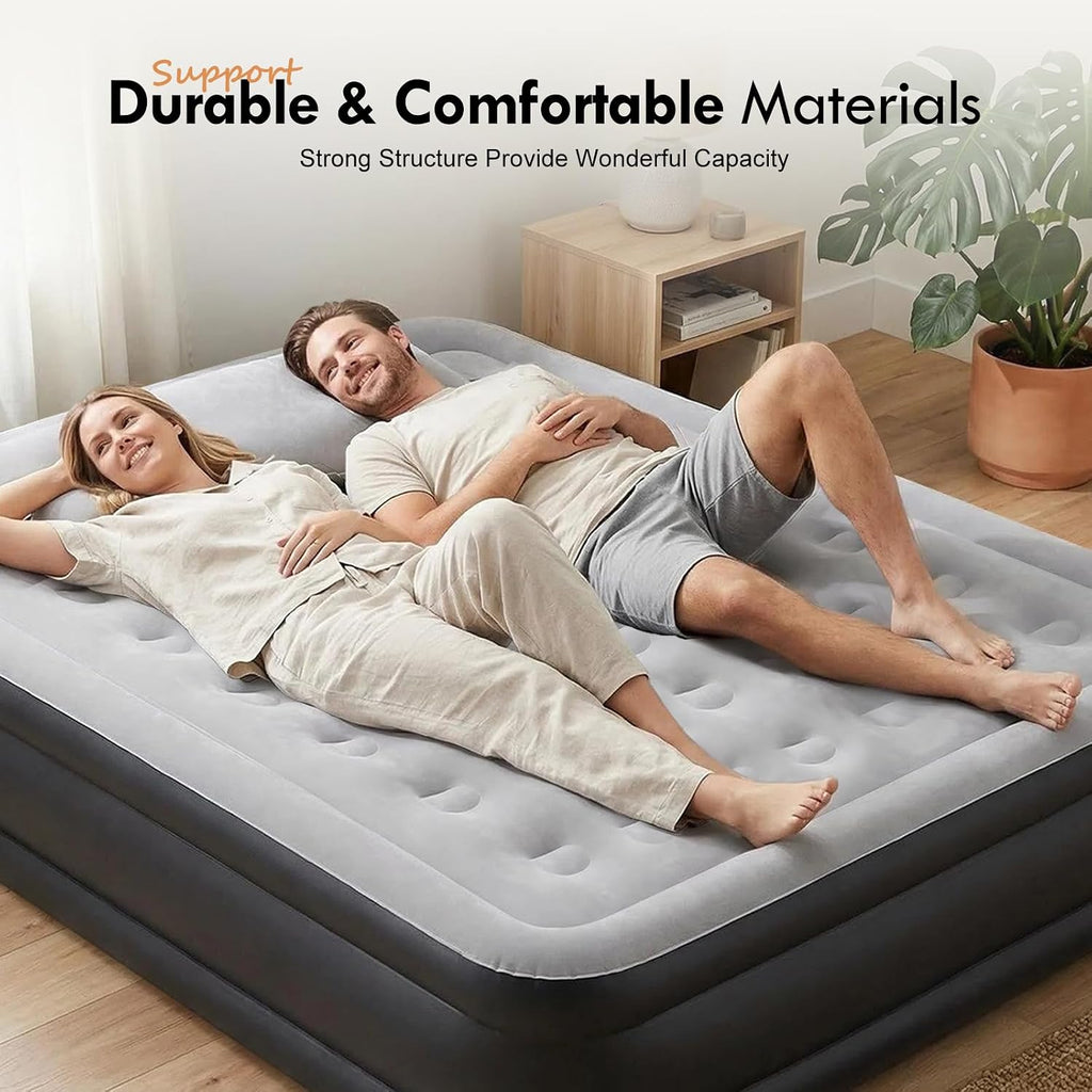 DIMAR GARDEN King Size Air Mattress with Built in Pump, 18.5” Blow Up Mattress, Inflatable Bed for Home