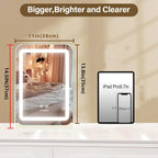 halumao Vanity Mirror with Lights, 14.5" Light Up Makeup Mirror, LED Makeup Mirror with Lights for Bedroom Tabletop, Smart Touch Control 3 Colors Dimmable, 360° Rotation