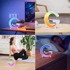 Mini Wireless Speaker with Bluetooth Lamp, Atmosphere Lamp, Wireless Charging, Alarm Clock,Smart LED Table Lamp, Night Light, Birthday Gifts for Girls Boys Party Aged 4-12 (White)