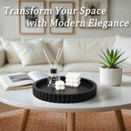 Round Decorative Tray for Coffee Table Decor, Circle Tray Decor 11" Black