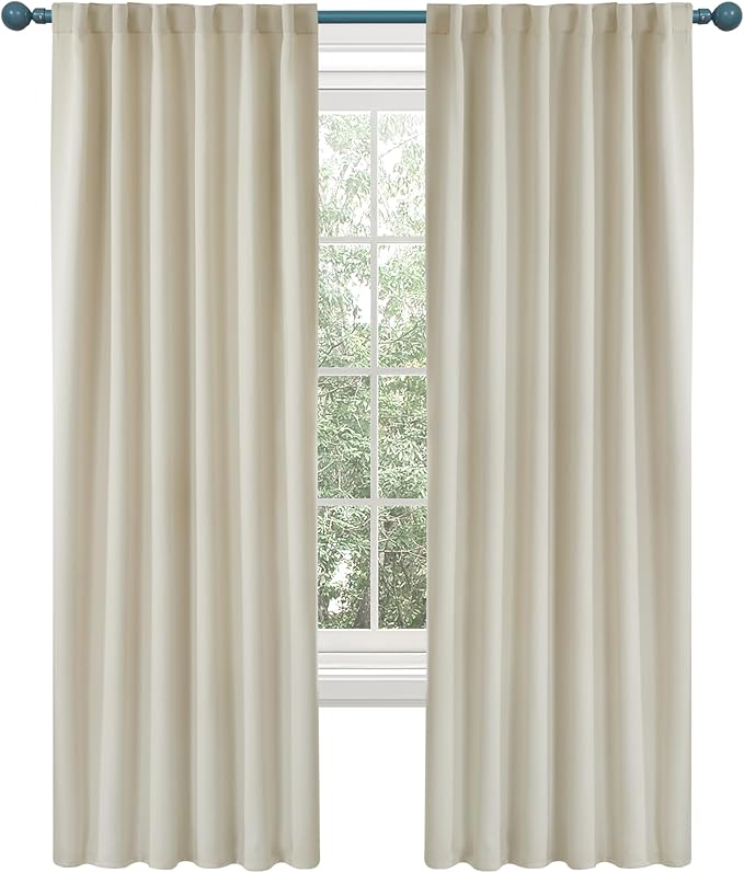 Deconovo Blackout Curtains, Thermal Insulated, W42 x L63 2 Panels, Back Tab by Deconovo