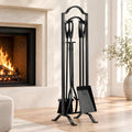 FEED GARDEN Fireplace Tools Set 5 Pcs with Stand, 29” Durable Wrought Iron