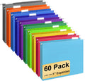 Hanging File Folders, 60 Pack Letter Size Hanging File folders with 1/5-cut Tabs, Stay Organized for Your Home and Office Bulk File, Documents and Paper, 10 Colors