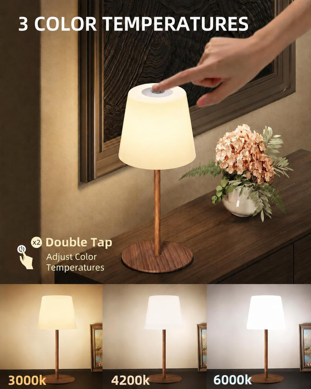 EZVALO Spa-Like Shower Lamp – IP65 Waterproof Bathroom Lamp, Rechargeable Cordless Mood Light, 3 Color Temps for Relaxing Bathroom & Bathtub Experience (1 Pack)