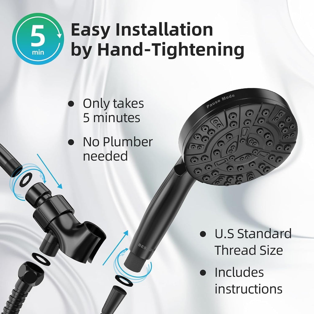 9 Functions High Pressure Handheld Shower Head with Power Wash