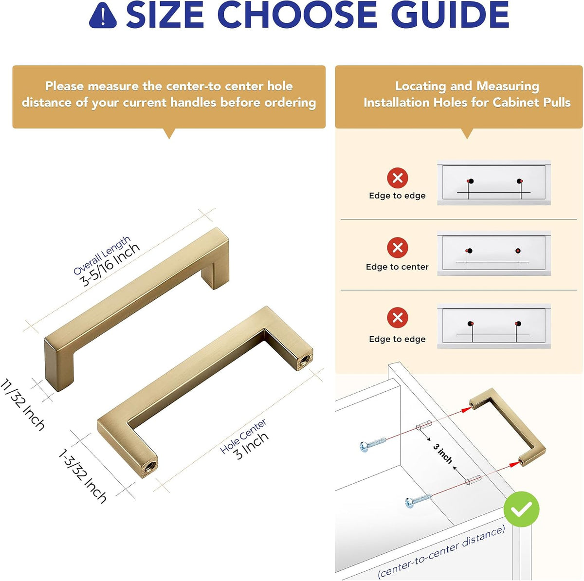 Ravinte Champagne Bronze Cabinet Handles Drawer Pulls, 3 Inch CC, 10 Pack