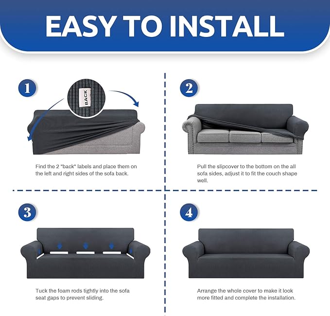 KEKUOU Stretch Oversized Sofa Slipcover 1 Piece Couch Sofa Cover Furniture - Image 5
