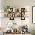 HOOBRO Floating Shelves, 15 Inch Wall Shelf Set of 2, Wall Mounted Storage Shelves 2-Tier, Hanging Bathroom Shelves, for Living Room, Bedroom, Bathroom, Kitchen, Greige BG32BJ01