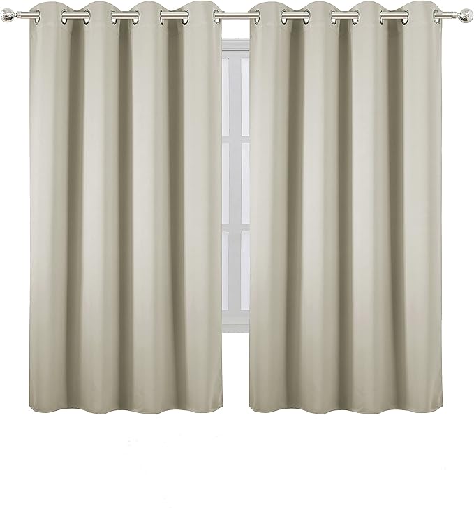 LEMOMO Light Beige Thermal Blackout Curtains/52 x 63 Inch/Set of 2 Panels Room - Image 2