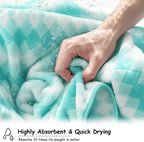 12 Pcs Aqua White Diamond Towel Set-4 Bath Towels,4 Hand Towels,4 Washcloths Soft Polyester Towels with Loop Absorbent Shower Towel Quick Dry Beach Chair Towel Family Towels for Bathroom Spa Gym Pool