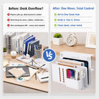 LUKETURE Desk Side Storage, 2 Tier Under Desk Laptop Mount with Pen Slot