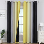 Estelar Textiler Black and Yellow Gradient Blackout Curtains by ESTELARTEXTILER