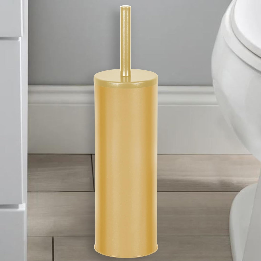 Deep & Sturdy Toilet Bowl Brush with Holder - Durable Scrubbing - Toilet Cleaners - Household Essentials - Bathroom Cleaner - Cleaning Supplies - Household Supplies, Matte Gold