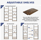 NUMENN Triple Column 5 Tier Bookshelf with 14 Adjustable Shelves, Vintage