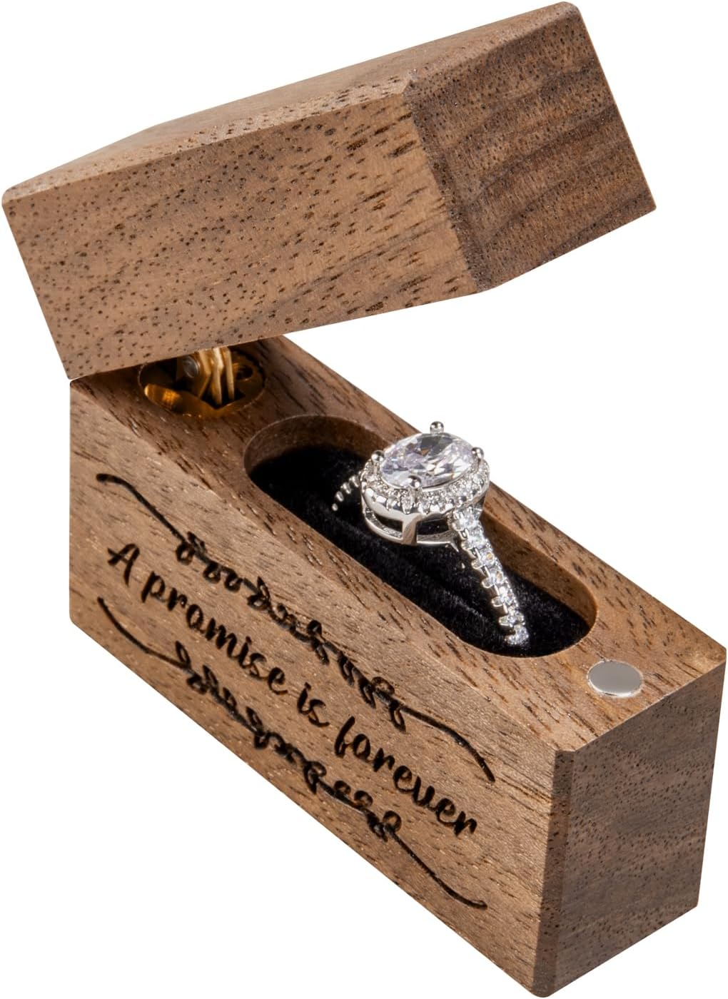 Wooden Engagement Ring Box Small Slim Proposal Wedding Ring Case