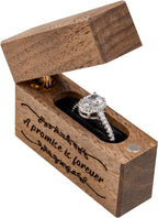 Wooden Engagement Ring Box Small Slim Proposal Wedding Ring Case