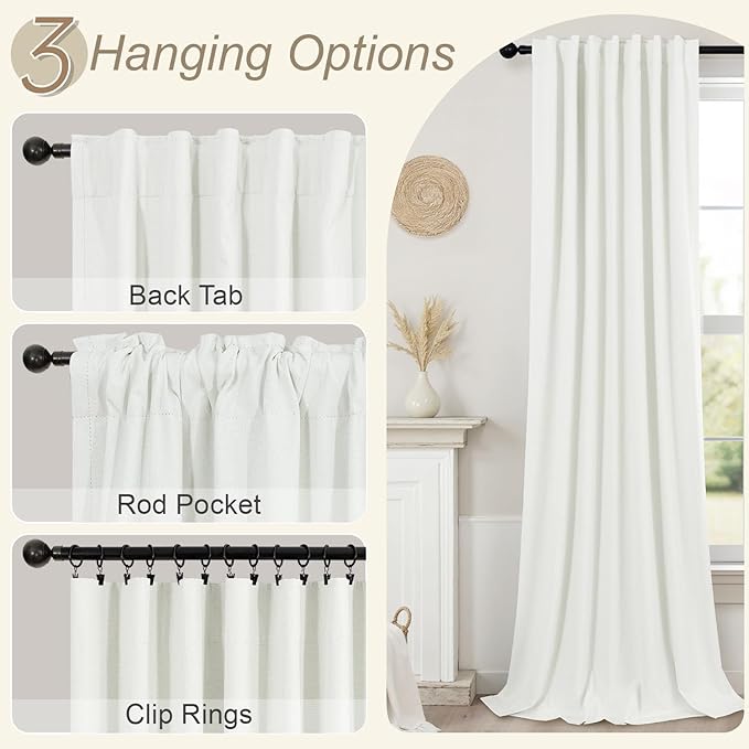 Living Room Curtains 84 Inches Long Faux Linen Darkening Curtain - Image 6