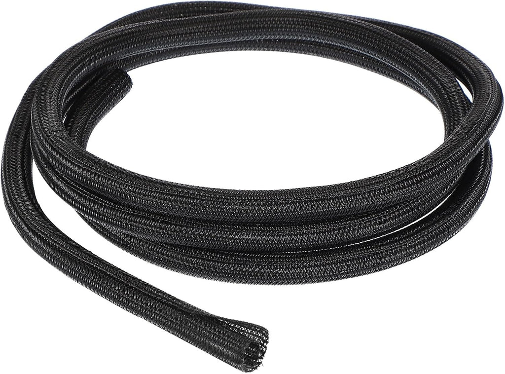 uxcell 20 Ft - 5/8 Inch Split Sleeving, Braided Cable Sleeving, PET Cable Management Wire Sleeve Cord Protector, Wire Wrap Loom Tube for Office Home Devices, Black