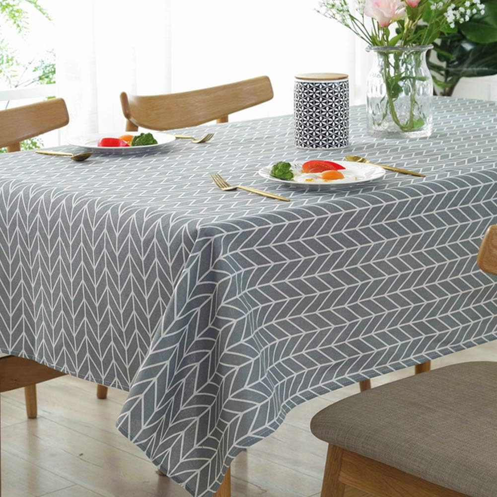 meioro Yellow Boho Table Cloth Rectangle Cotton Linen Nordic Twill Tablecloths Wrinkle Free Fabric Checkerboard Stripe Table Cloths Rustic Cover for Kitchen Dining Party Outdoor Picnic(55 x 55 Inch)