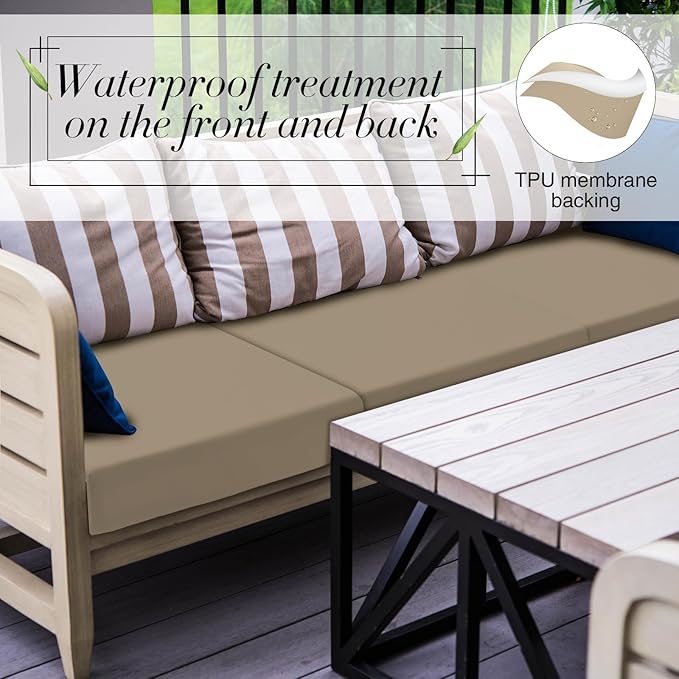 Newwiee Set of 4 Stretch Patio Cushion Covers Sofa Couch Seat Chair Slipcovers - Image 6