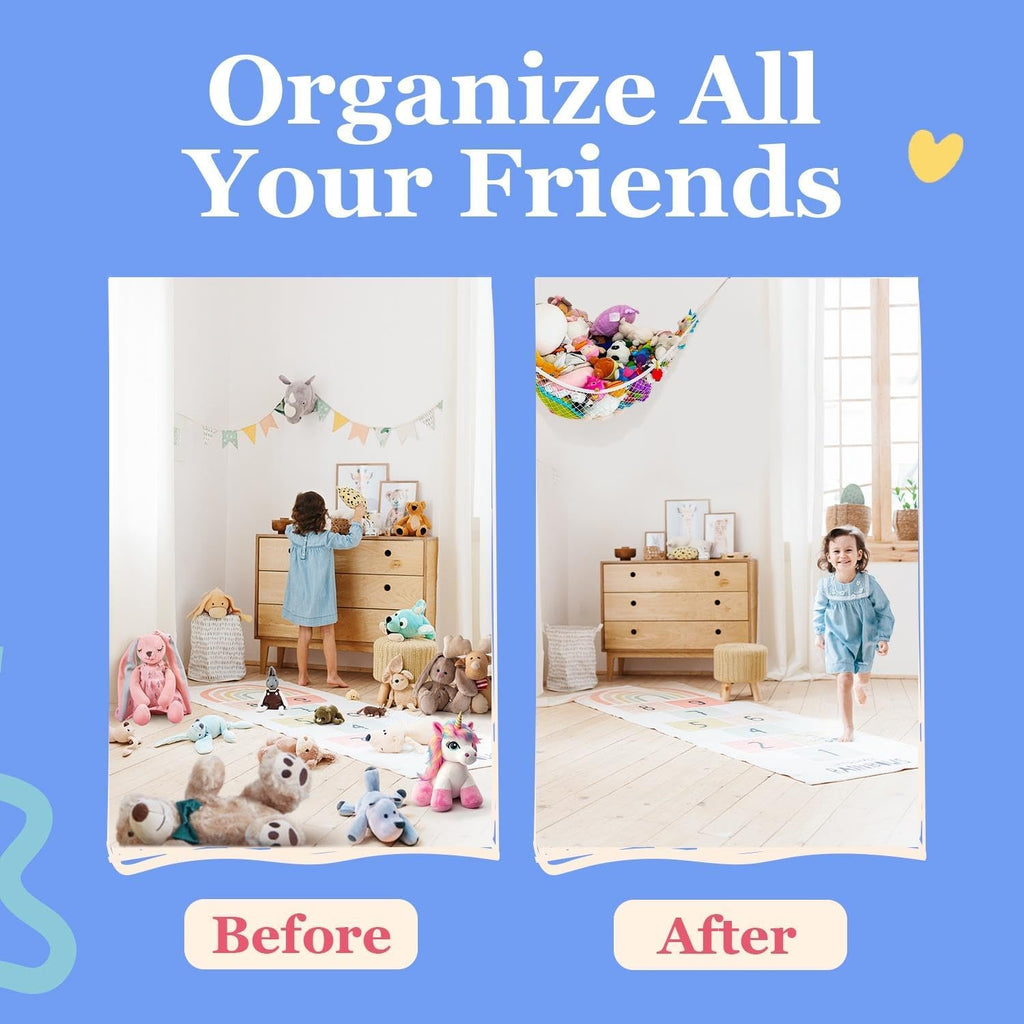 Large Stuffed Animal Storage Hammock 2 Pack | Holds 12 lbs | Corner Stuffed Animal Organizer | Plushie Net for Stuffed Animals | Stuffy Storage, Cute Bedroom, Room Decor | Gray