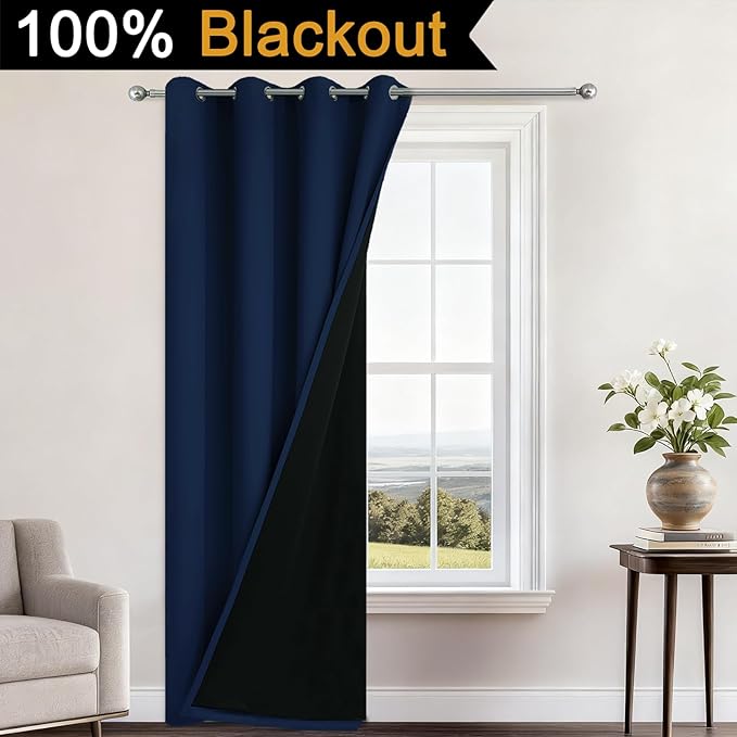 Yakamok 100% Blackout Curtains 96 Inches Long, 2 Thick Layers Heat and Full - Image 2