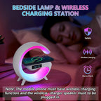 Mini Wireless Speaker with Bluetooth Lamp, Atmosphere Lamp, Wireless Charging, Alarm Clock,Smart LED Table Lamp, Night Light, Birthday Gifts for Girls Boys Party Aged 4-12 (Black)