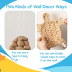 Threehoney 3 Pcs Sea Turtle Beach Decor Handmade Wicker Turtle Wall Decor