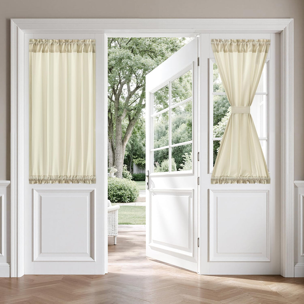 MIULEE Non-See-Through Ivory Sidelight Curtains 2 Panels 26 x 40 inches