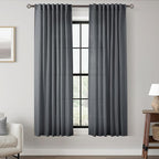 Dark Gray Curtains for Living Room Back Tab Modern Farmhouse Semi Sheer Gray by Jolilight