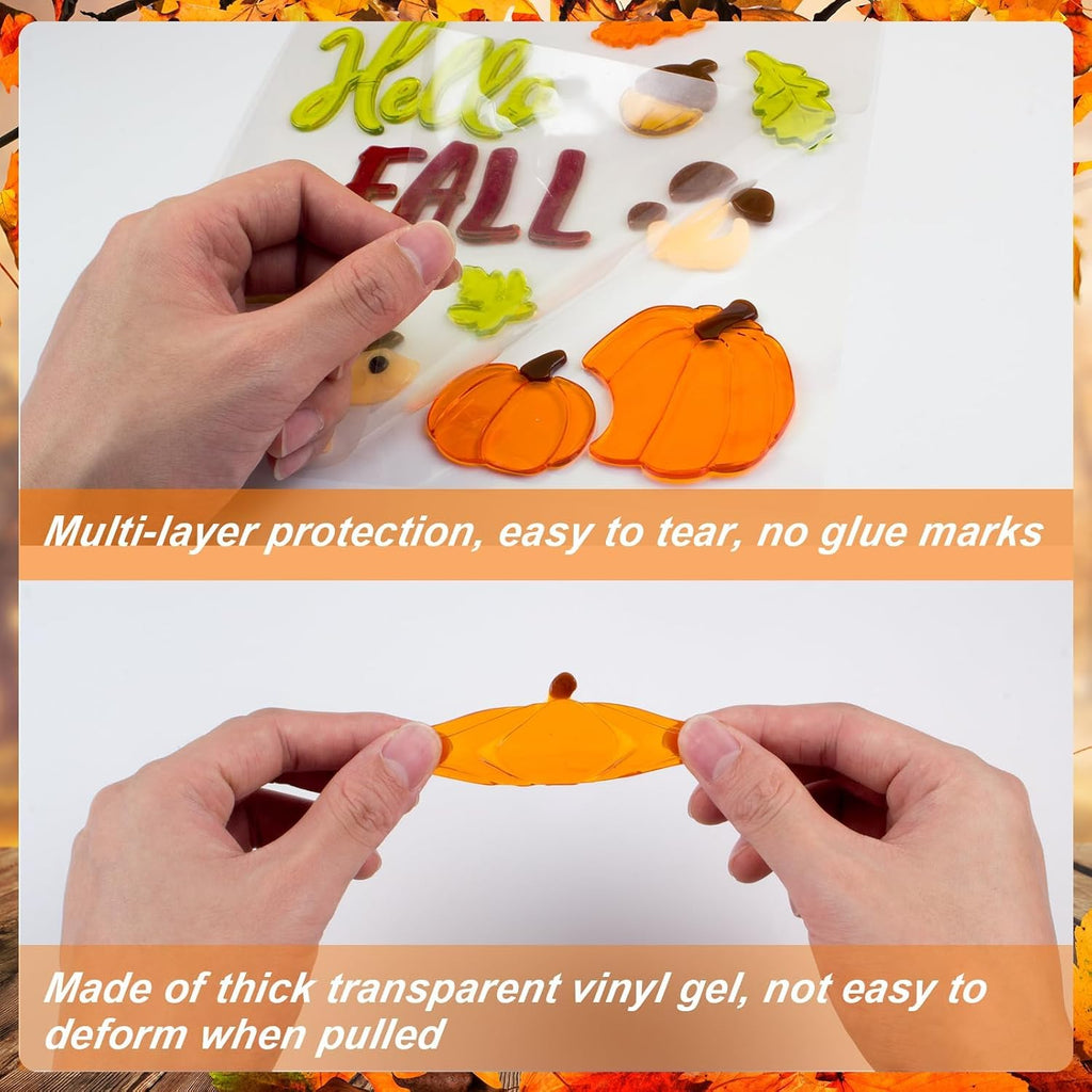 6 Sheets Fall Gel Window Clings for Glass Windows