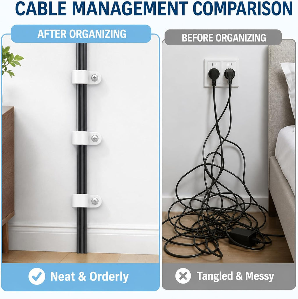 330 Pcs White Cable Clips Wall, Plastic Wire Cable Clamps with Screws, R Nylon Wire Clips for CordsWire Clamps for Cables, cCable Management Clipss, for Organizing Electric Wires Cords(5 Sizes)