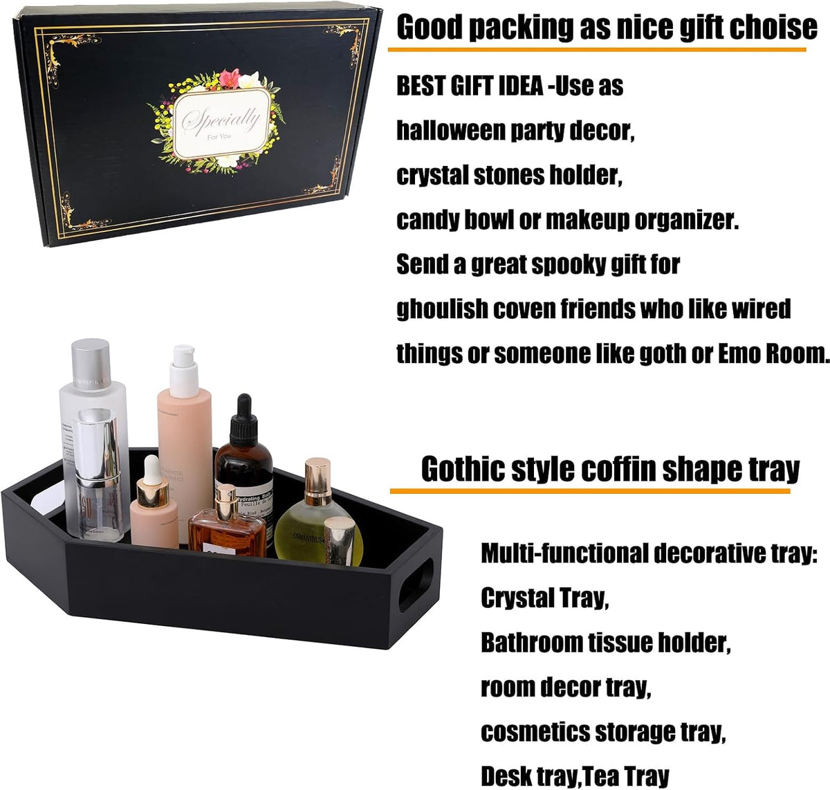 Gothic Coffin Decor Gothic Wooden Makeup Organizer