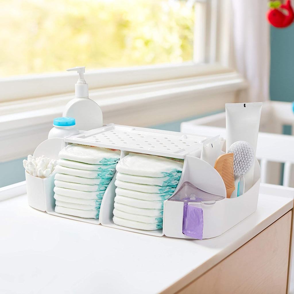 Munchkin® Diaper Caddy Organizer for Changing Table, Green/White