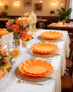 LIYH 24 Orange Plastic Plates Reusable for Thanksgiving Halloween 12 Guests