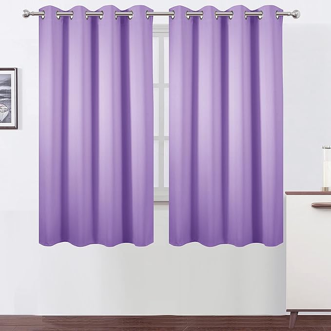 LEMOMO Lavender Blackout Curtains 52 x 63 Inch Length/Set of 2 Curtain by Lemomo
