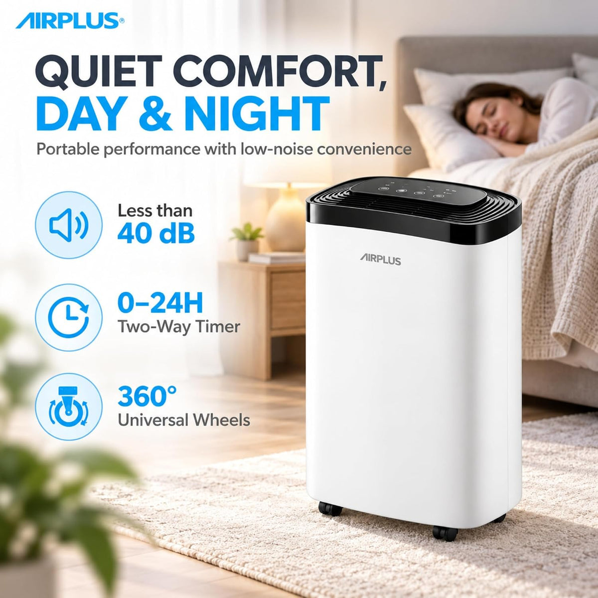 AIRPLUS Max 30 Pint Tall Dehumidifier for Home Bedroom up to 1500 Sq Ft