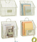 4 Packs Hanging Wall File Organizer with Hooks, Magazine Rack ,Mail Basket