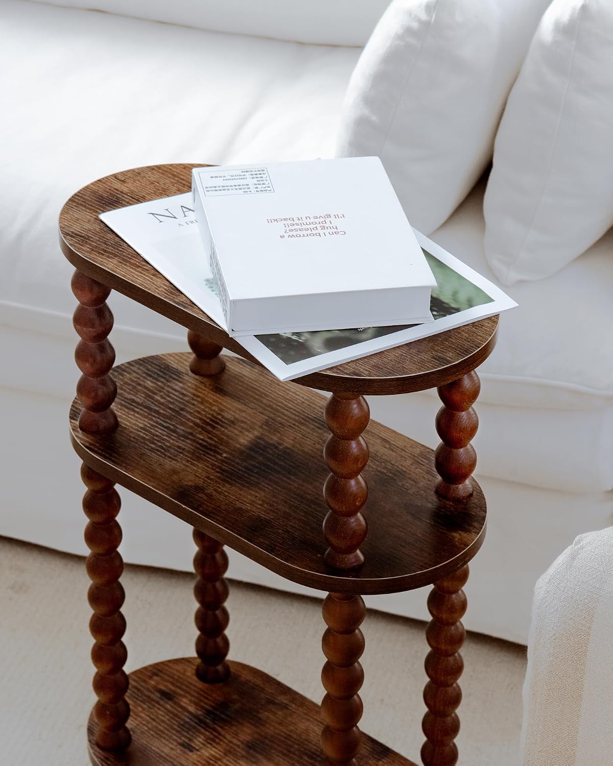 3-Tier Narrow Side Table, Slim End Table for Small Spaces