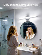 Combuh 24 Inch Chrome Vanity Light Fixtures for Mirror Long Led Bars for Bathroom, Modern No Glare 5 Color Adjustable Easy Install Rustproof Simple Slim Lighting Bright for Powder Room